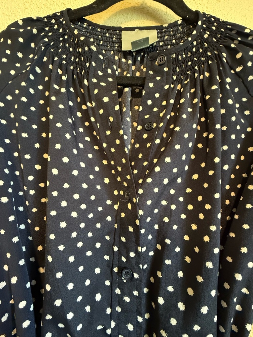 Maeve Navy Polka Dot Tie-Waist Mini Dress - Picture 3 of 6